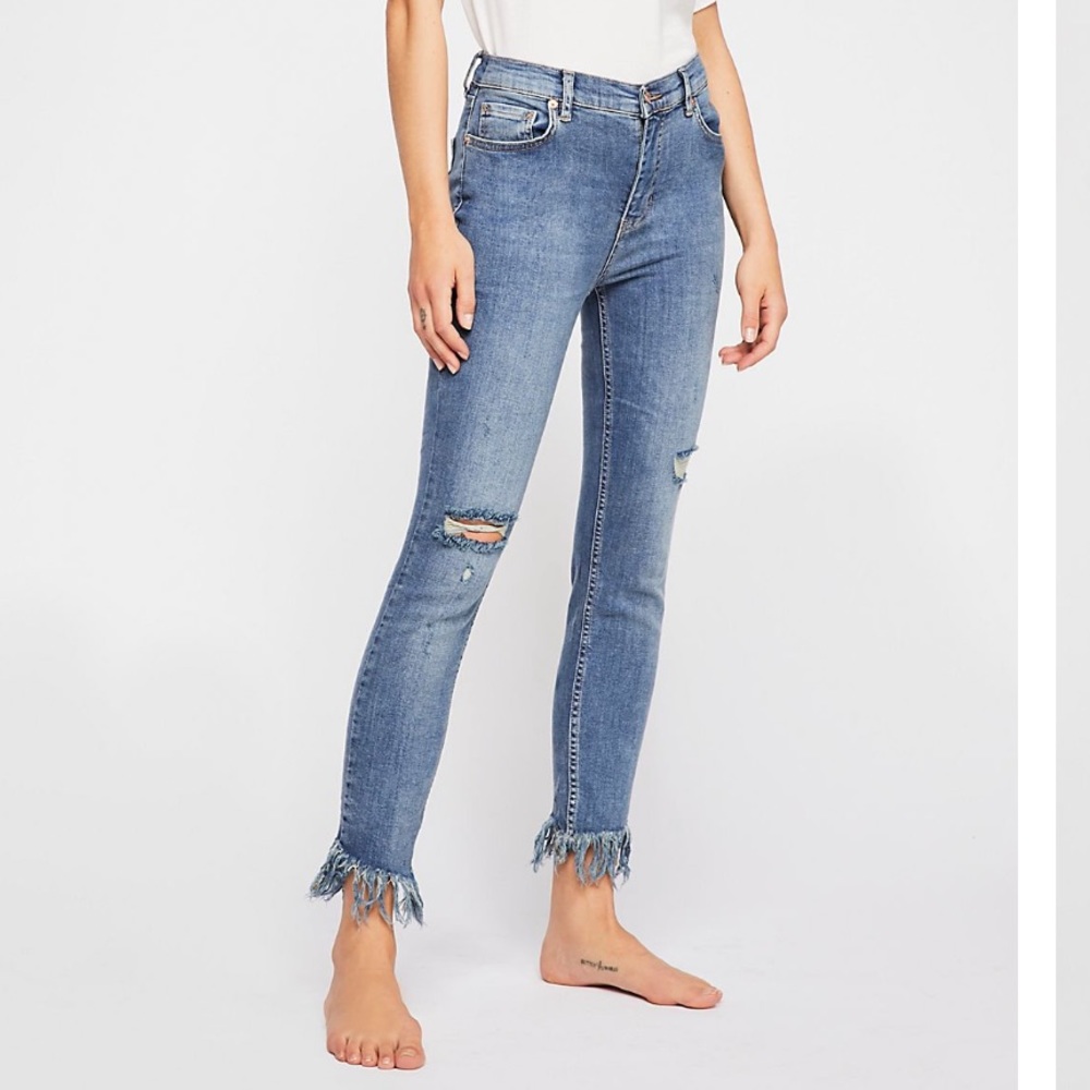 Free people great heights frayed jeans blue sky